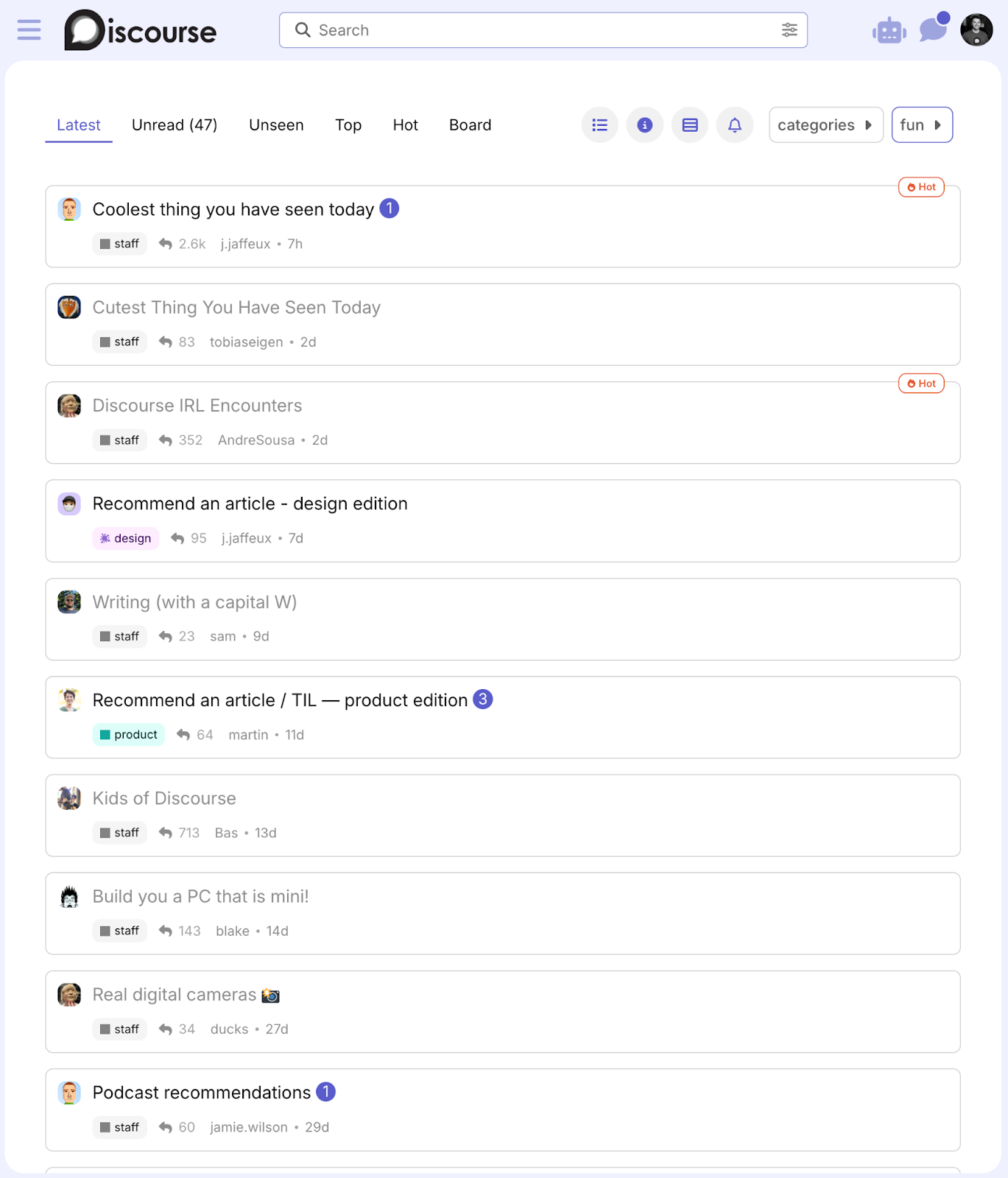 Screenshot of our icebreakers