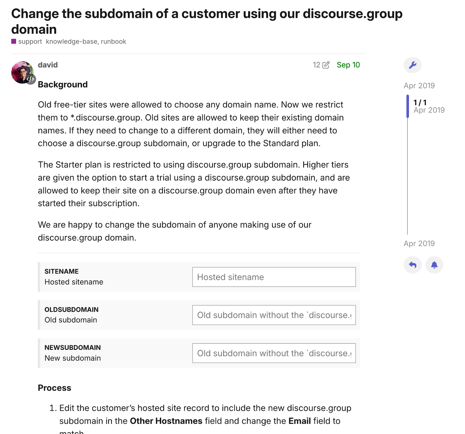 Screenshot of a runbook topic