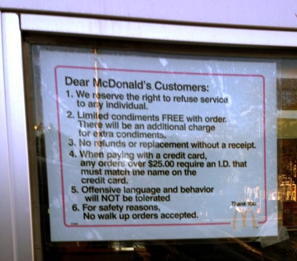 mcdonalds drive up rules