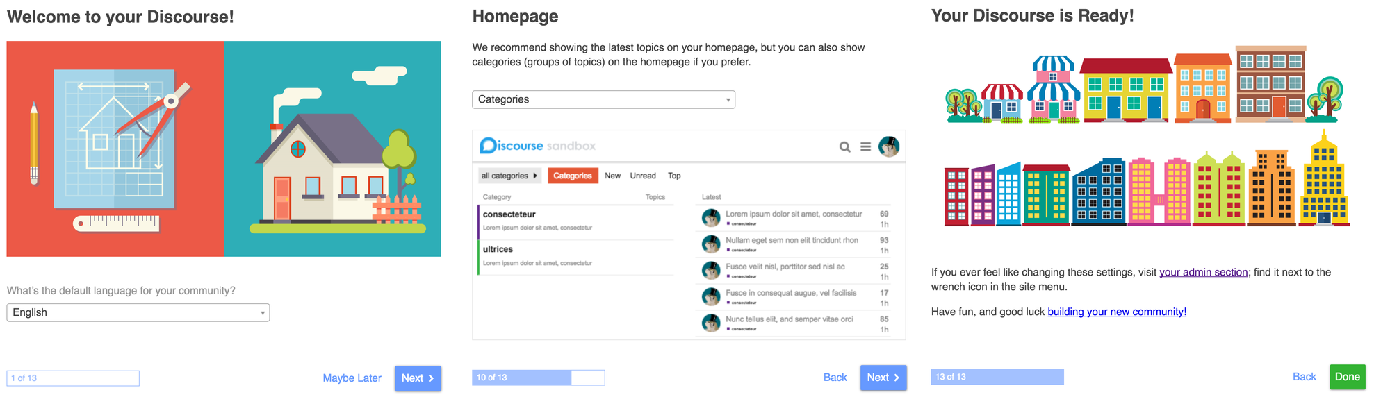 Discourse Setup Wizard Steps