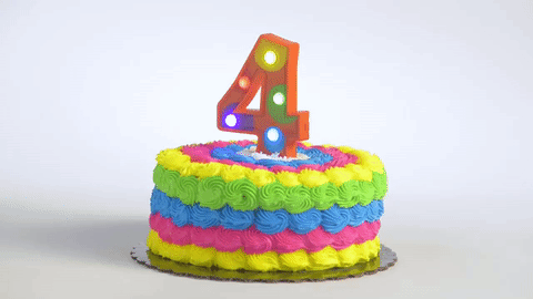 four cake with light