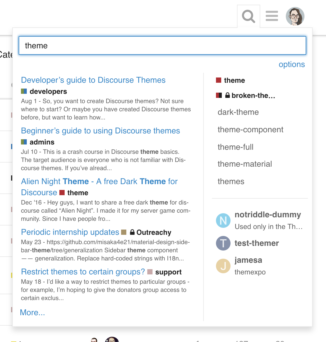 improved search layout in Discourse 2.2